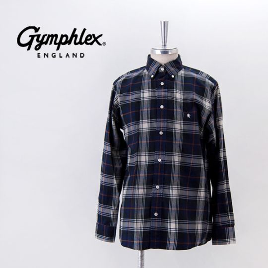 Gymphlex ジムフレックス メンズ ツイルチェック 長袖ボタンダウンシャツ［GY-B0196CTE］【BASIC】