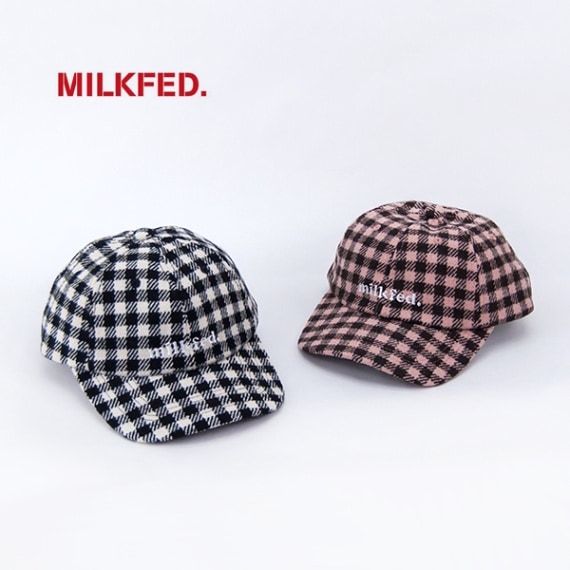 【SALE 20%OFF】MILKFED. ミルクフェド ブラッシュド チェッカード ロゴキャップ［103234051006］【2023FW】【返品交換不可】