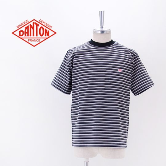 DANTON ダントン メンズ コットンポリエステル ボーダーポケットTシャツ［DT-C0198TCB］【BASIC】