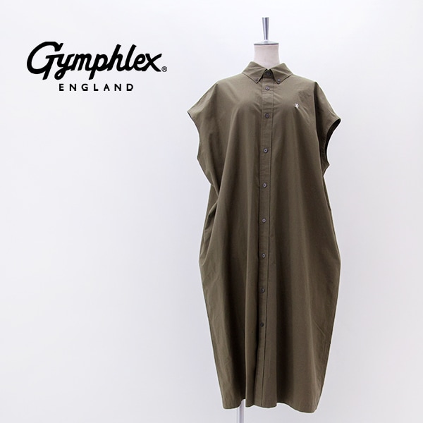 Gymphlex ジムフレックス レディース タイプライター スリーブレスボタンダウンシャツワンピース［GY-B0246TYO］【BASIC】