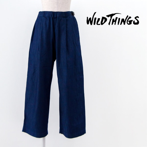 【SOLDOUT】WILD THINGS ワイルドシングス レディース デニムタックワイドパンツ［WTL24012KB］【2024SS】