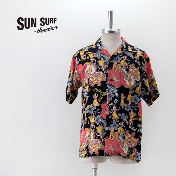 【SOLDOUT】SUN SURF サンサーフ メンズ レーヨンハワイアンシャツ LOVELY HULA HANDS［SS39213］【2024SS】
