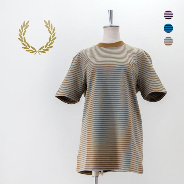 FRED PERRY フレッドペリー ユニセックス ファインストライプ ヘビーウエイトTシャツ［M6581］【2024SS】