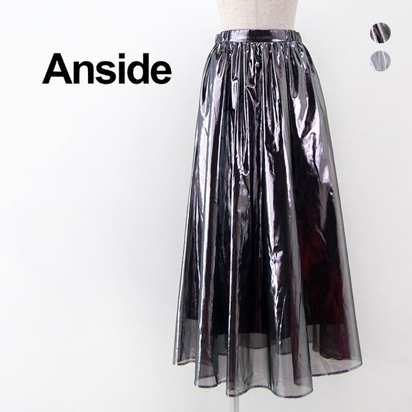 【SALE 50%OFF】Anside アンサイド レディース メタリックシフォンフレアスカート［7441337］【2024SS】【返品交換不可】