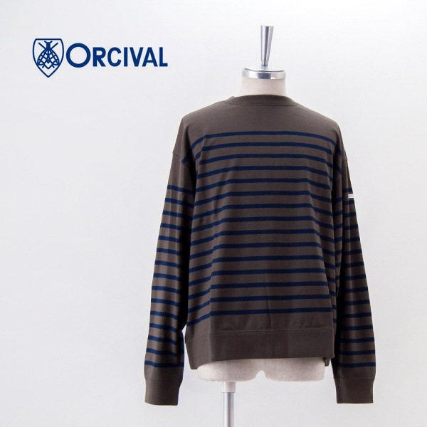 ORCIVAL オーシバル メンズ コットン パネルボーダー 長袖カットソー