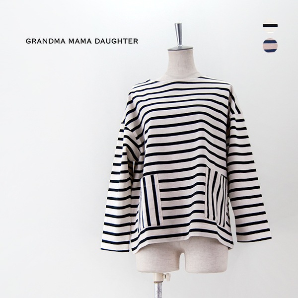 【SOLDOUT】GRANDMA MAMA DAUGHTER グランマ ママ ドーター レディース バスクボーダーポケットTシャツ［GC2436461］【2024FW】