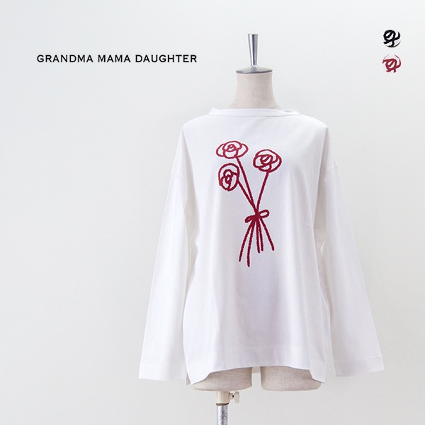 【SOLDOUT】GRANDMA MAMA DAUGHTER グランマ ママ ドーター レディース ローズプリントTシャツ［GC2436661］【2024FW】