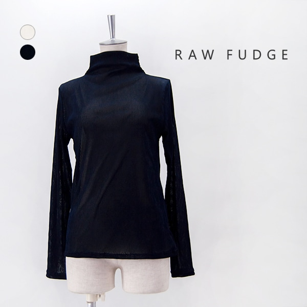 【SALE 50%OFF】RAW FUDGE ローファッジ レディース チュールフロッキーストライプ モックネックプルオーバー［7645732］【2024FW】【返品交換不可】
