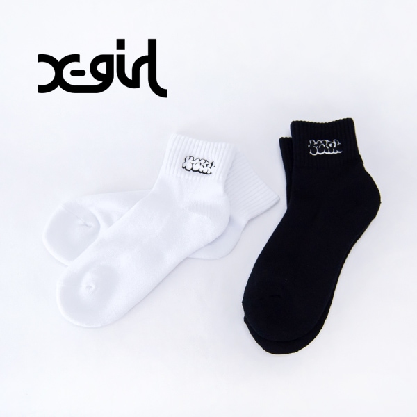 【SOLDOUT】X-girl エックスガール レディース プランプロゴ ショートリブソックス［105244054003］【2024FW】