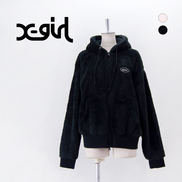 【SALE 20%OFF】X-girl エックスガール レディース フラッフィー ジップアップフーディー［105244012031］【2024FW】【返品交換不可】