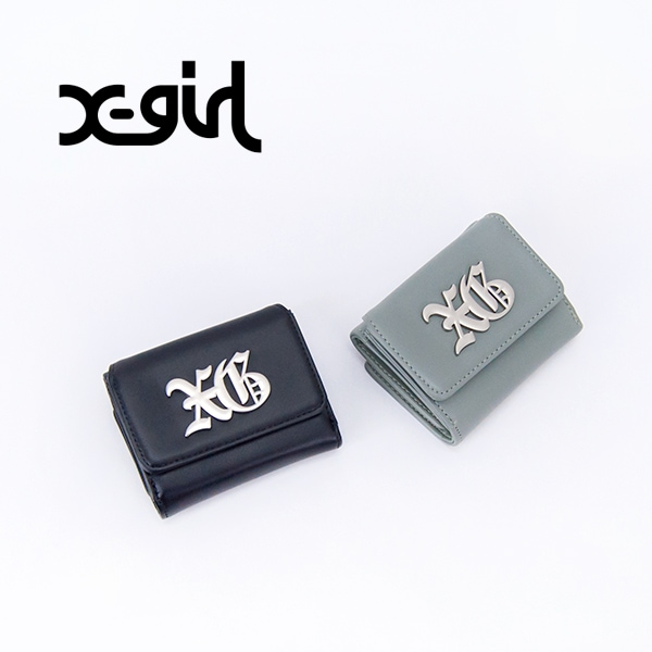 【SOLDOUT】X-girl エックスガール オールドイングリッシュロゴ バックル フェイクレザーミニウォレット［105244054006］【2024FW】