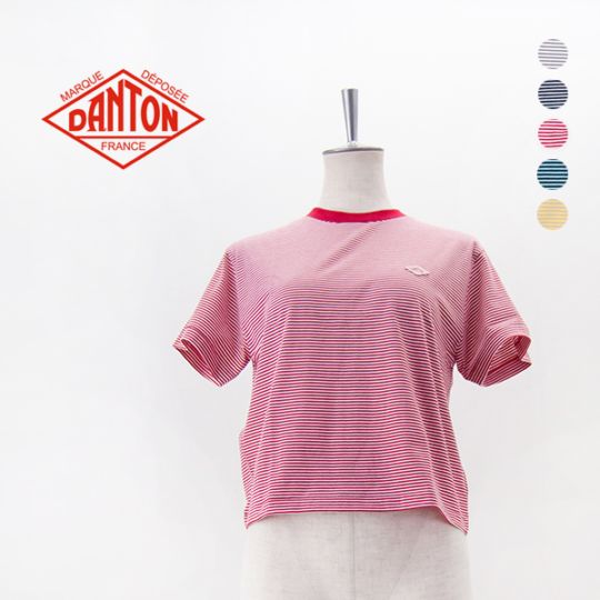 DANTON ダントン レディース クルーネック ボーダーショートTシャツ［DT-C0408CVT］【BASIC】