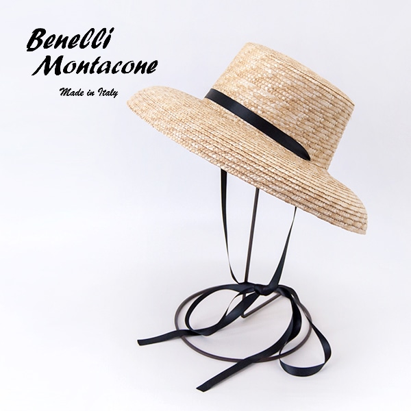 Benelli Montacone ベネリ モンタコーネ ナローリボン付きストローハット［BE-C530-15］【2025SS】