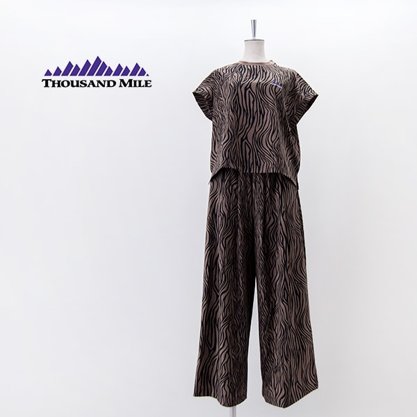 【SOLDOUT】THOUSAND MILE サウザウンドマイル レディース アニマル フレンチスリーブシャツ&ワイドパンツセット［TM251QP00042］【2025SS】