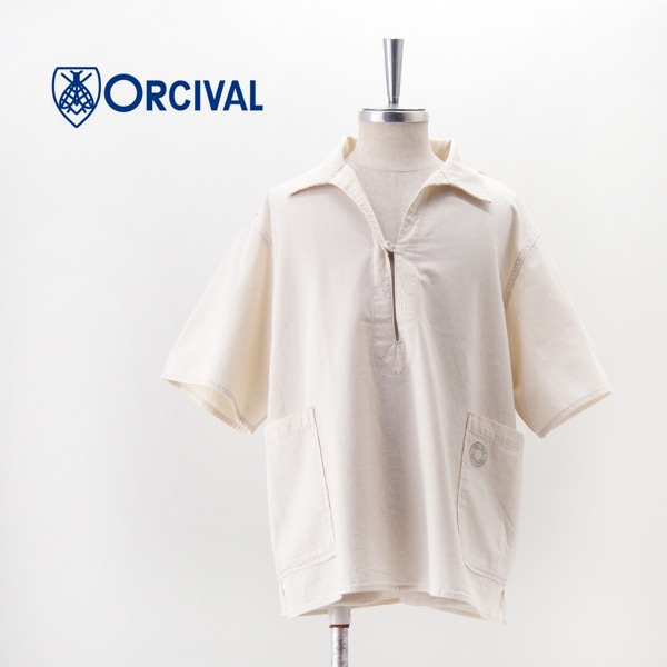 【SALE 30%OFF】ORCIVAL オーシバル メンズ ライトデニム スキッパー半袖シャツ［OR-B0359LDT］【2025SS】【返品交換不可】