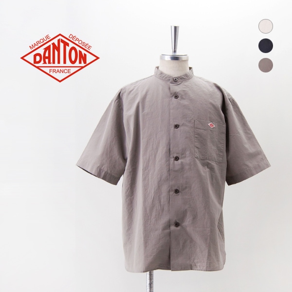 DANTON ダントン メンズ コットンリネン バンドカラーシャツ［JD-3788SCL］【2025SS】