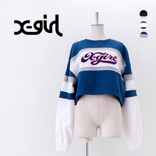 【SALE 20%OFF】X-girl エックスガール レディース チアフルロゴ クロップドスウェットトップ［105251012007］【2025SS】【返品交換不可】