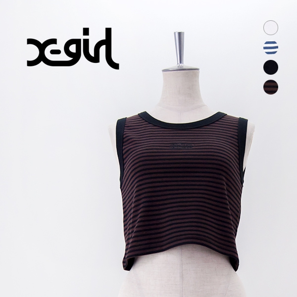 【SOLDOUT】X-girl エックスガール レディース アウトライン オーバルロゴ タンクトップ［105252013026］【2025SS】