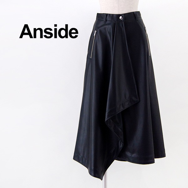 【SOLDOUT】Anside アンサイド レディース エコレザーラップラッフルスカート［7451505］【2025FW】