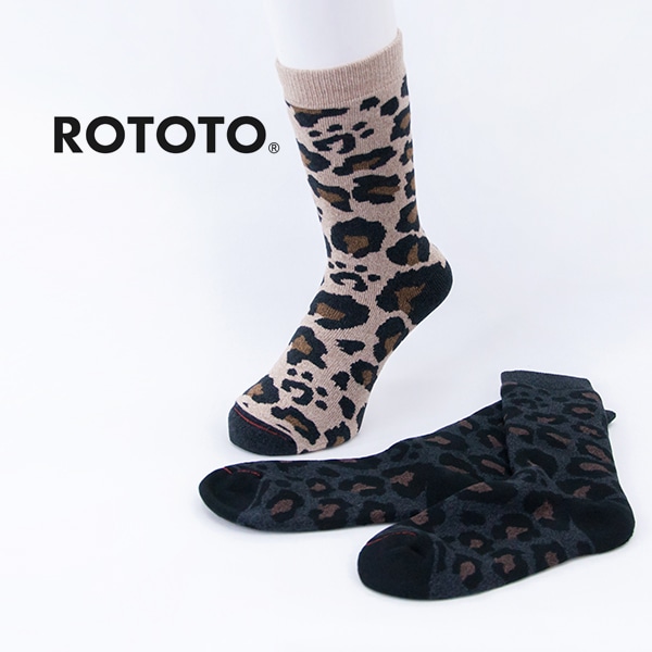 ROTOTO ロトト パイル レオパード クルーソックス［R1340］【2025FW】
