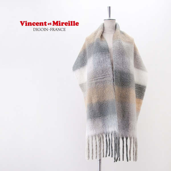 【SOLDOUT】Vincent et Mireille ヴァンソンエミレイユ 大判チェックストール［SH-3901-5F］【2025FW】