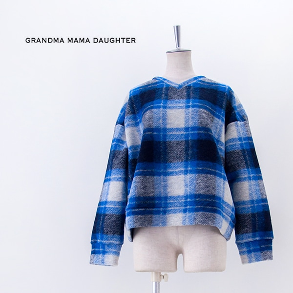 【SALE 30%OFF】GRANDMA MAMA DAUGHTER グランマ ママ ドーター レディース スライバーチェックVネックプルオーバー［GC2536971］【2025FW】【返品交換不可】