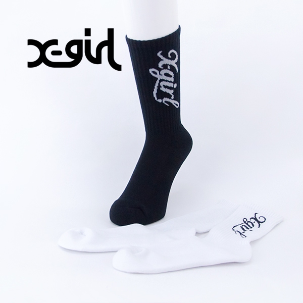 【SALE 20%OFF】X-girl エックスガール レディース サインペインティングロゴ リブソックス［105254054004］【2025FW】【返品交換不可】