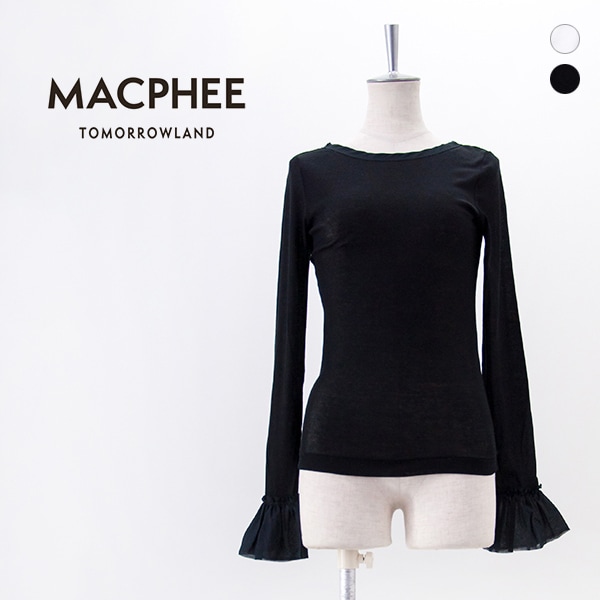 TOMORROWLAND MACPHEE マカフィー レディース シアージャージーコンビ ラウンドネックプルオーバー［12-03-61-03001］【2026SS】