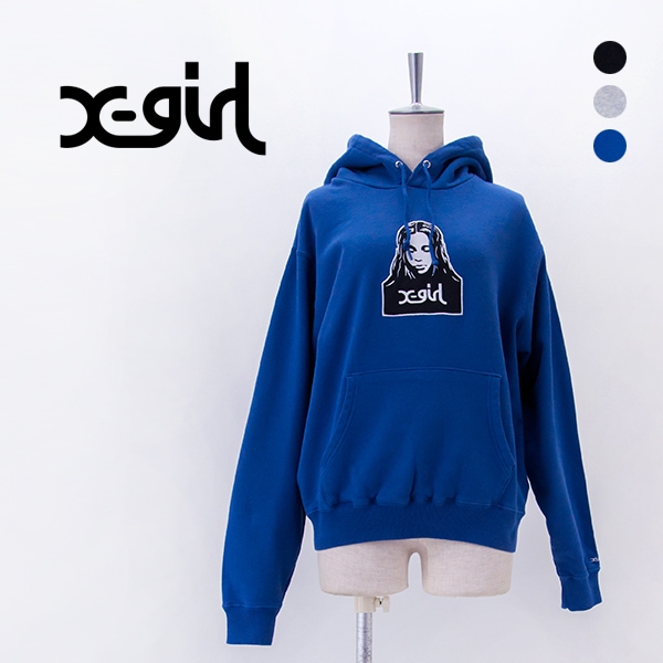 X-girl エックスガール レディース フェイスパッチ  スウェットフーディー［105261012015］【2026SS】