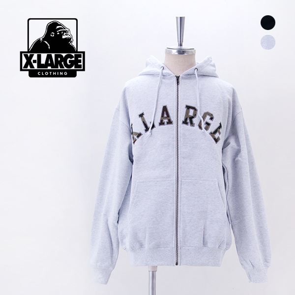 XLARGE エクストララージ メンズ カモパッチ ジップアップフーディースウェットシャツ［101261012012］【2026SS】