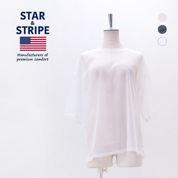 STAR&STRIPE スターアンドストライプ レディース クルーネック シアーTシャツ［SSMD-090］【2026SS】