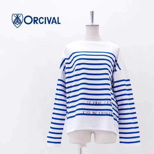 ORCIVAL オーシバル レディース ラッセル プリント ボートネックワイドバスクTシャツ［6929P］【2026SS】