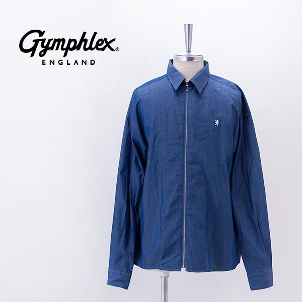 Gymphlex ジムフレックス メンズ インディゴツイル 長袖ジップシャツ［GY-B0459DPD］【2026SS】