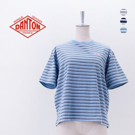 DANTON ダントン レディース クルーネック ボーダーショートTシャツ［DT-C0404CJJ］【2026SS】