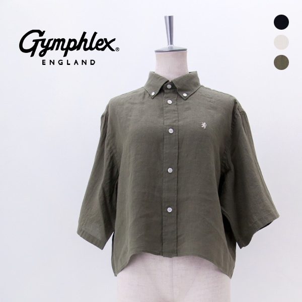 Gymphlex ジムフレックス レディース リネン ショートボタンダウンシャツ［GY-B0367SKC］【2026SS】