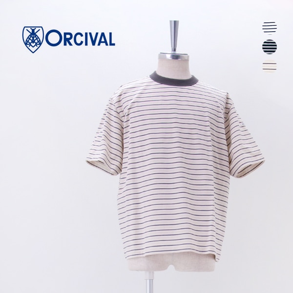 ORCIVAL オーシバル メンズ クルーネック 半袖ボーダーＴシャツ［OR-C0517CCF］【2026SS】