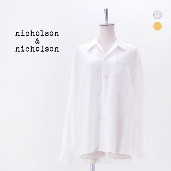 【SALE 30%OFF】nicholson&nicholson ニコルソン&ニコルソン レディース オープンカラーシャツ［OSCAR-SILK］【2026SS】【返品交換不可】
