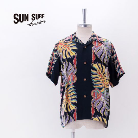 SUN SURF サンサーフ メンズ レーヨンハワイアンシャツ MONSTERA BORDER［SS39622］【2026SS】