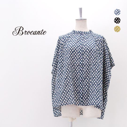 Brocante ブロカント レディース インドプリント チェック フロンセシャツ［36-0323X］【2026SS】