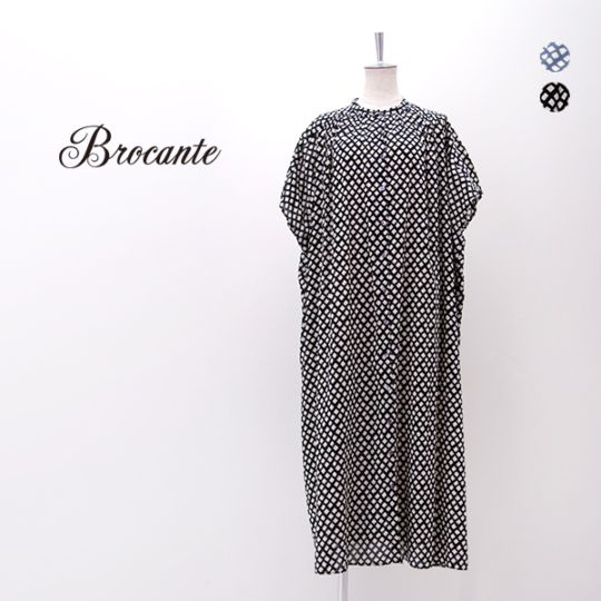 Brocante ブロカント レディース インドプリント チェック フロンセワンピース［37-0270X］【2026SS】