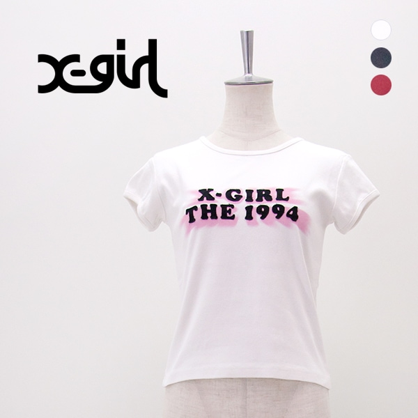 X-girl エックスガール レディース スプレーアンドパッチ ベビーTシャツ［105263011009］【2026SS】