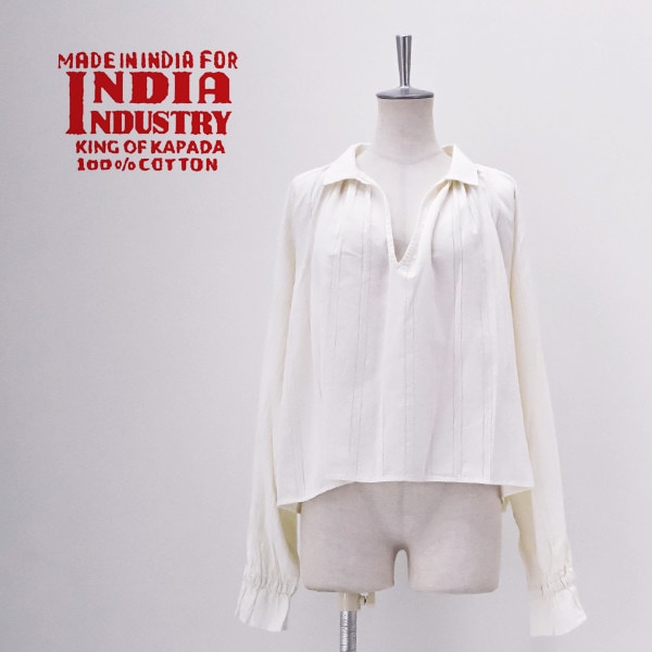 INDIA INDUSTRY インディアインダストリー レディース コットン 長袖スキッパーシャツ［ND-B0487KFE］【2026FW】