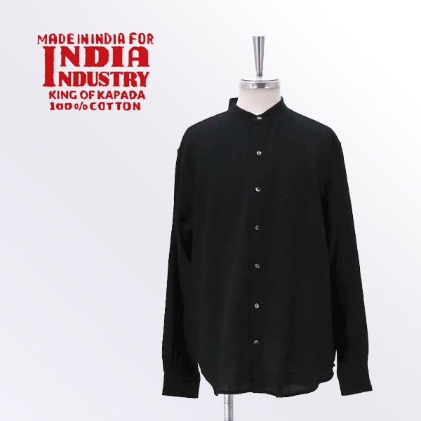 INDIA INDUSTRY インディアインダストリー メンズ コットンメッシュ バンドカラーブザムシャツ［ND-B0485MES］【2026FW】