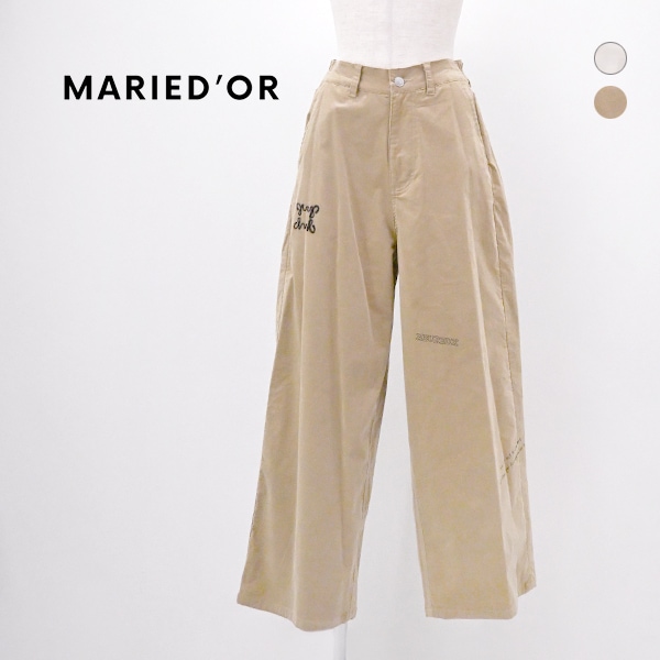 MARIED’OR マリードール レディース プリント×コード刺繍 ストレッチコーデュロイ ワイドカットパンツ［45293-1］【2026FW】