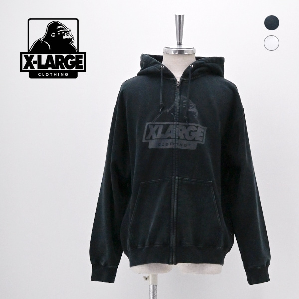 XLARGE エクストララージ メンズ ウォッシュドスランテッドOG ジップフーディースウェットシャツ［101263012005］【2026FW】