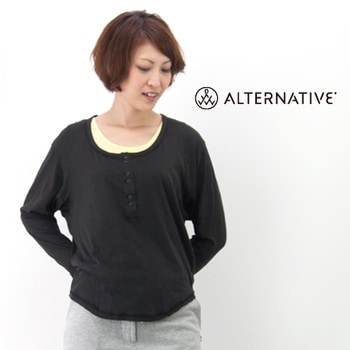 【OUTLET】alternative apparel オルタナティブアパレル レディース ドルマンスリーブヘンリーネックカットソー L/S［32045EK］【SS】【返品交換不可】