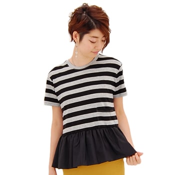 【OUTLET】dahl'ia ダリア レディース フリル切替ボーダーカットソー［DTH-101］ 【FW】【返品交換不可】