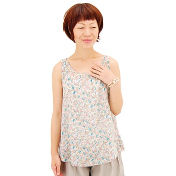 【OUTLET】style + confort スティールエコンフォール レディース コットンフラワーノースリーブ［301-69026］【SS】【返品交換不可】