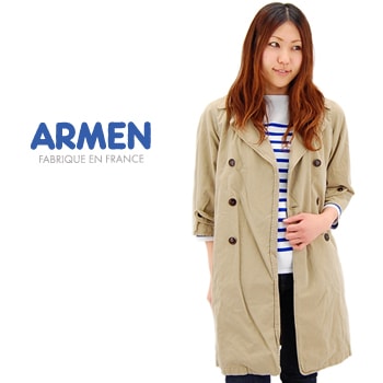 【OUTLET】ARMEN アーメン レディース 3/4 LSEEVE DOUBLE BREASTED COAT［NMPA1302］【SS】【返品交換不可】