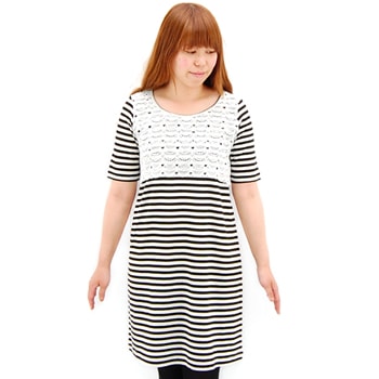 【OUTLET】arcatere アルキャトル レディース レース使いボーダーワンピース［O-0983］【SS】【返品交換不可】